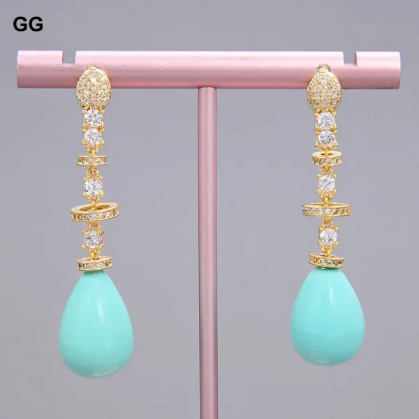 turquoise blue sea shell pearl earrings