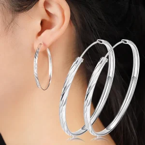 silver hoops earrings