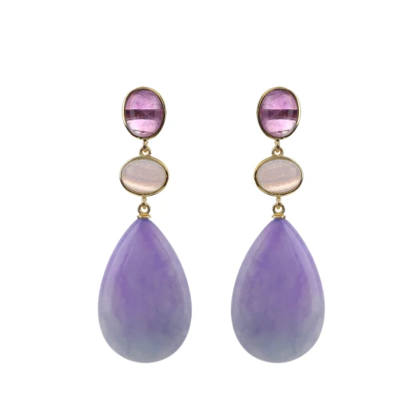 Quartz Jade Teardrop Earrings