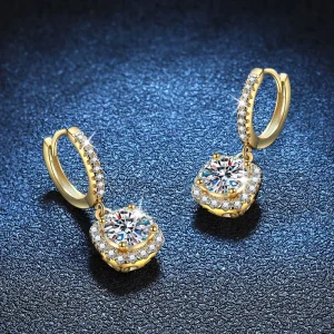 18k Gold Square Diamond Earrings