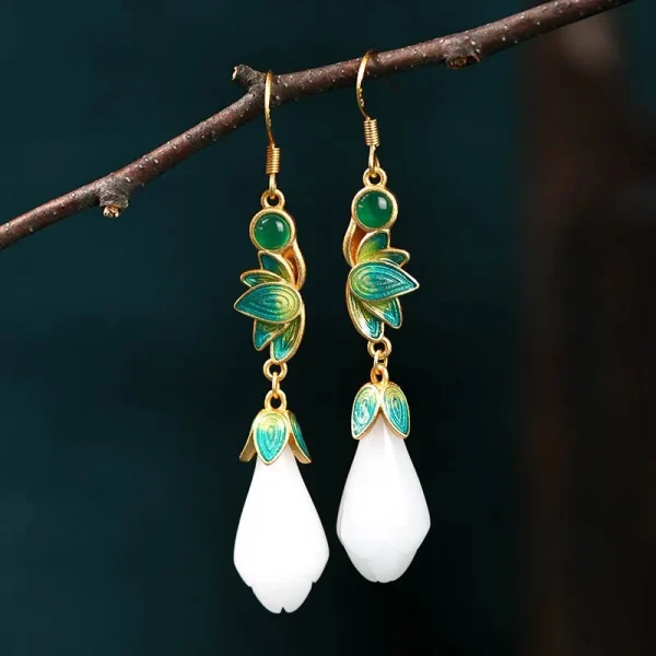 Imitation Hotan Jade Antique Earrings