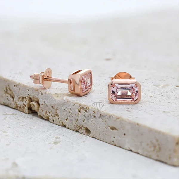 Rose Gold Earrings Emerald