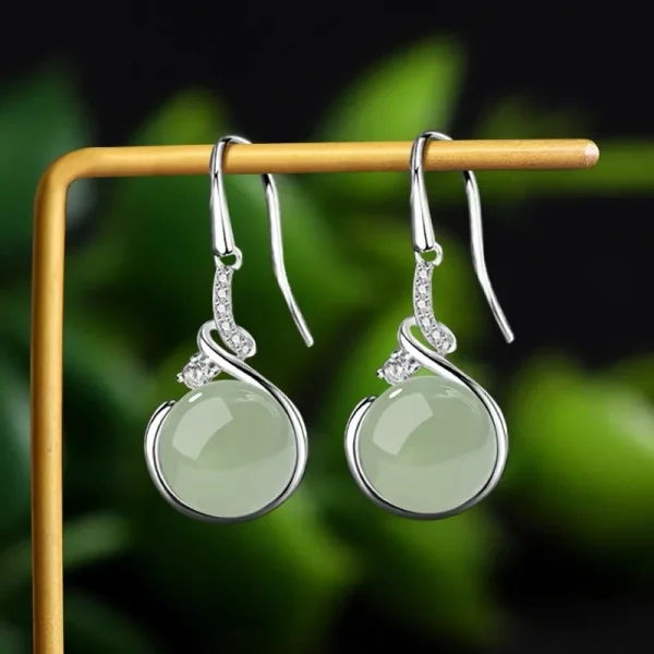sterling silver jade drop earring