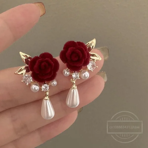 Elegant Red Flower Earrings