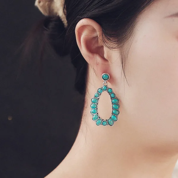 oval turquoise teardrop earrings