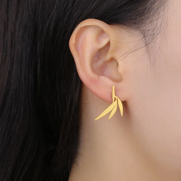 bamboo leaf stainless steel earrings