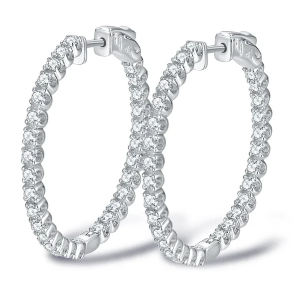 Sweetrain D Color Full Moissanite Hoop Earrings