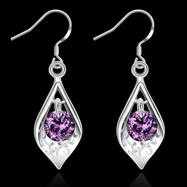 sterling silver amethyst shell earrings