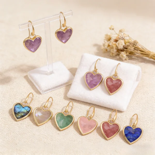 Heart Amethyst Labradorite Earrings