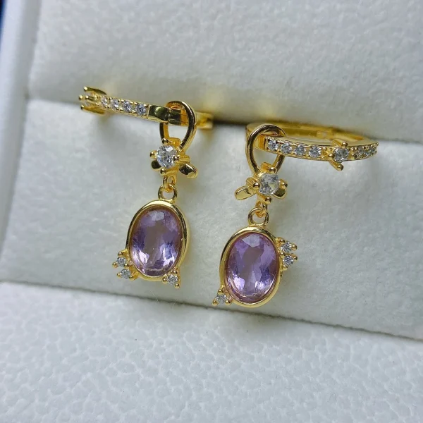 FS 6*8mm Fine Natural Amethyst Earrings