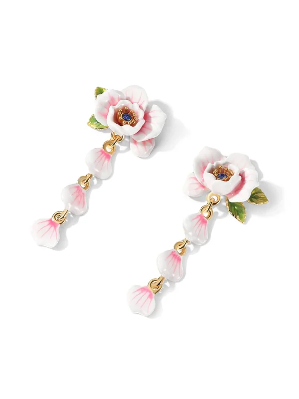 Pink Rose Tassle Earrings