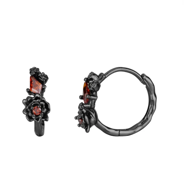 boucles d'oreilles créoles Black Rose