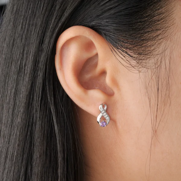 Infinity Genuine Natural Purple Amethyst Stud Earrings