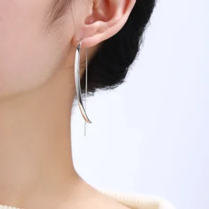 Big Unique Design Plain Silver Statement Earring