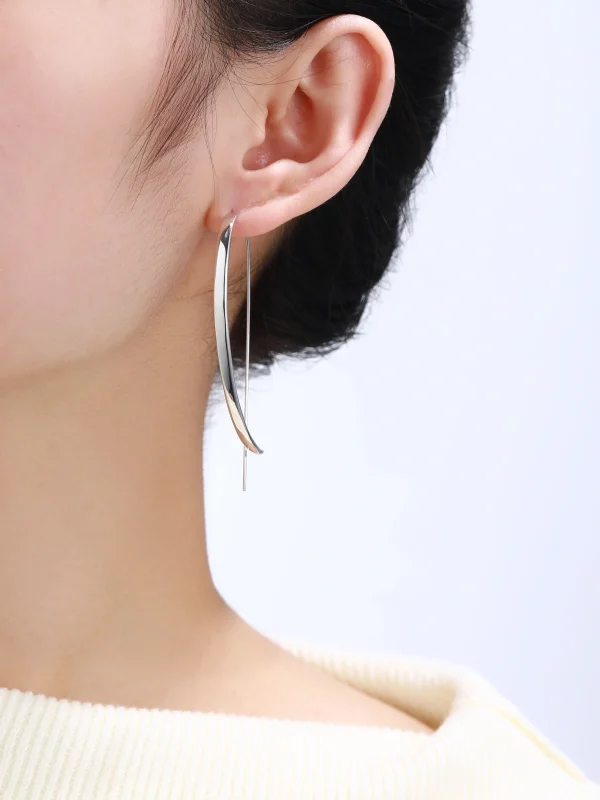 Big Unique Design Plain Silver Statement Earring