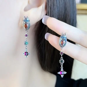 scarab star drop earrings