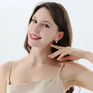 Numeral Double-Ring Full-Stone Earrings