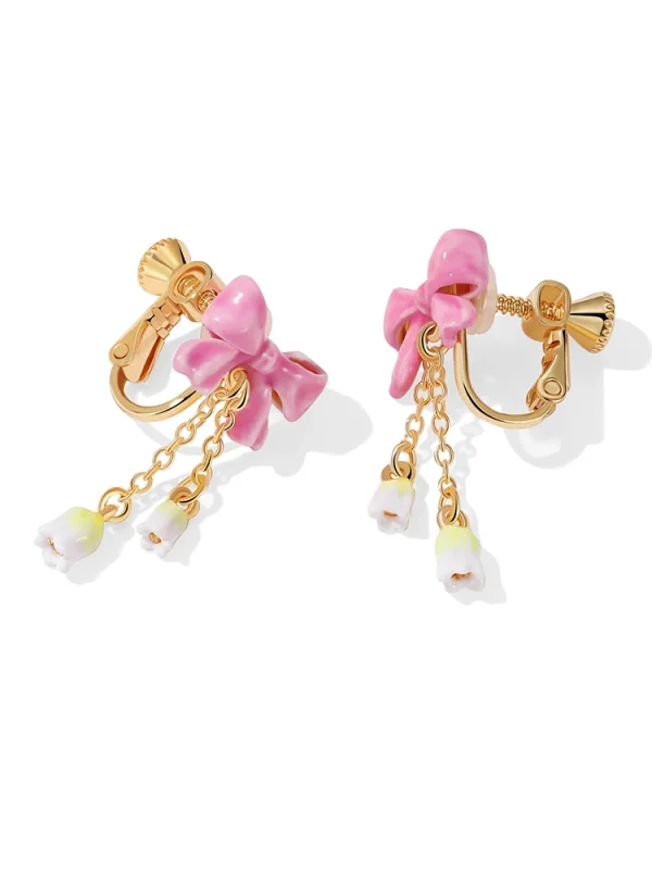 Pink Butterfly Bow Earrings