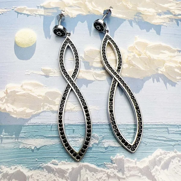 Drop Earrings Black Stones