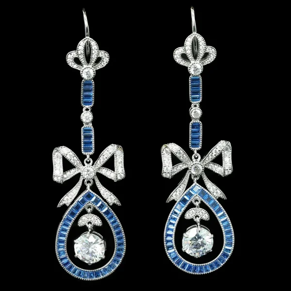 Vinta Lab Sapphire Wedding Earrings