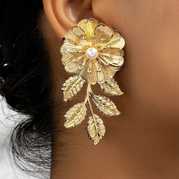 flower and leaf earrings