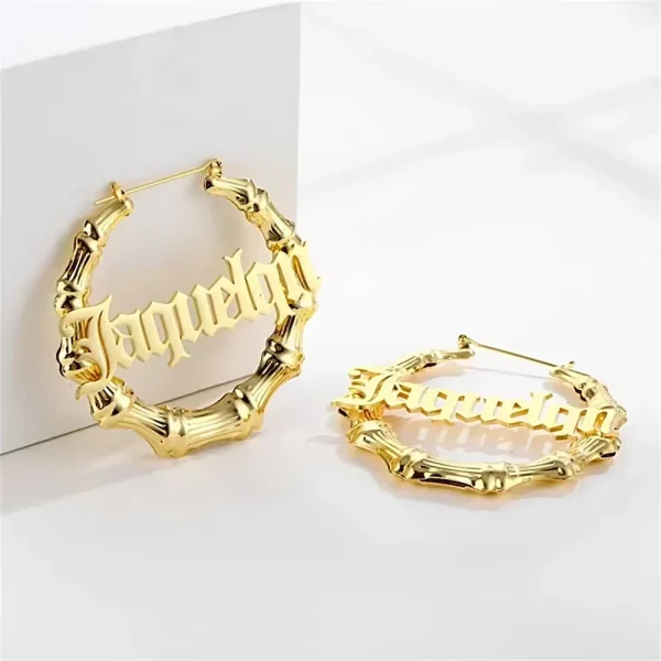 big hoop bamboo shape earrings