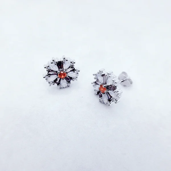 flower with stones stud earrings