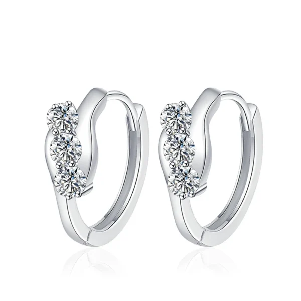 Color Moissanite Hoop Sterling Silver Stud Earring