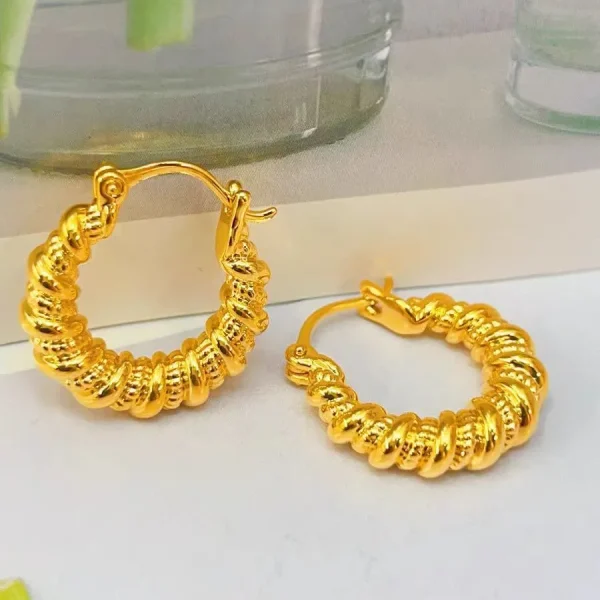 24K color gold women's earrings