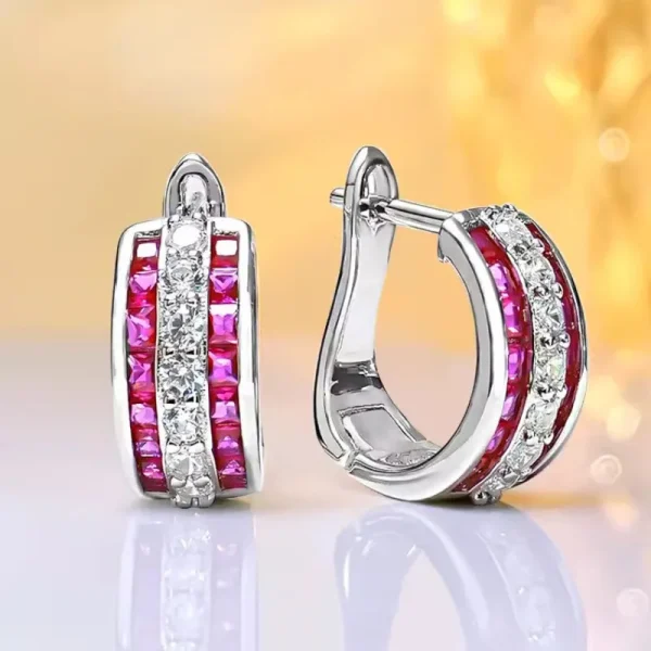 Boucles d'Oreilles Créoles Saphir Diamant