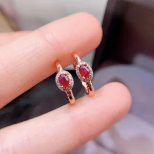 boucles d'oreilles argent rubis